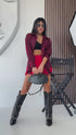 "WORTH IT" 17153 ripped shirt - RED WITH BLACK